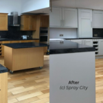 professionally minimalist spray painted or resprayed kitchen in UK